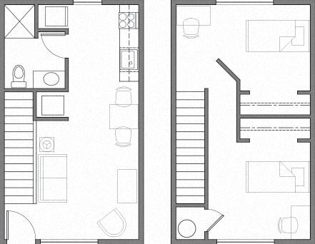 Floor plan for 2 beds, 1 bath, 866 sqft